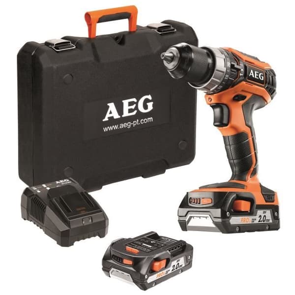 AEG - Kompakt slagborrskruvmejsel 18V 50 Nm, 2 batt. Pro litium 2,0 Ah, laddare, 13 mm metallchuck - BSB18C2 LI-202C