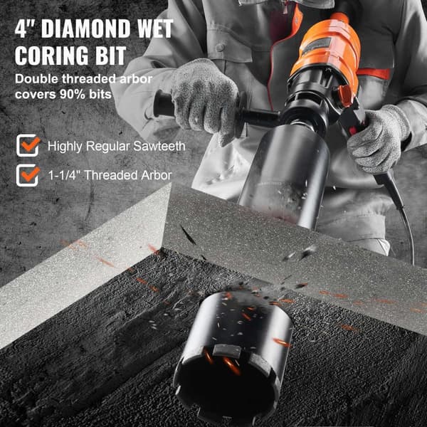 1500W 1100RPM/2400RPM dubbelhastighets handhållen våt elektrisk diamant kärnborrmaskin med 4" borr