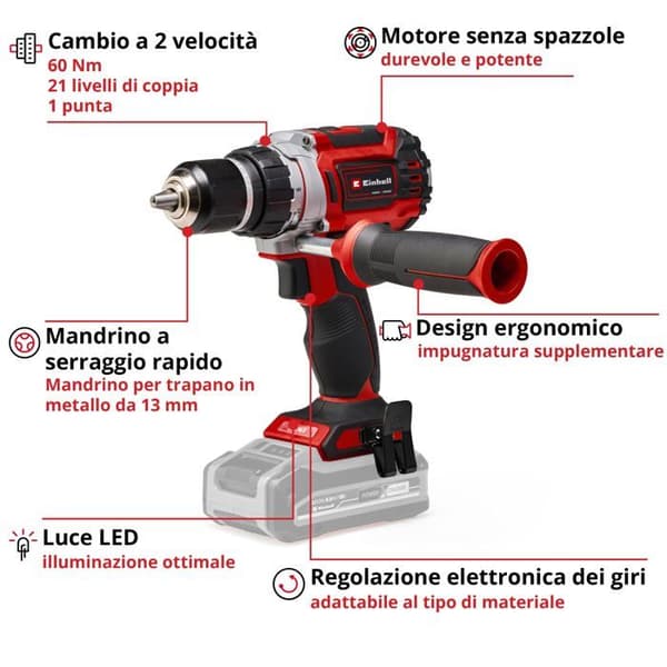 Einhell Professional Sladdlös borrskruvdragare TP-CD 18/60 Li BL Solo Power X-Change (18V) Levereras utan batteri eller laddare.