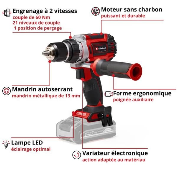 Einhell Professional Sladdlös borrskruvdragare TP-CD 18/60 Li BL Solo Power X-Change (18V) Levereras utan batteri eller laddare.
