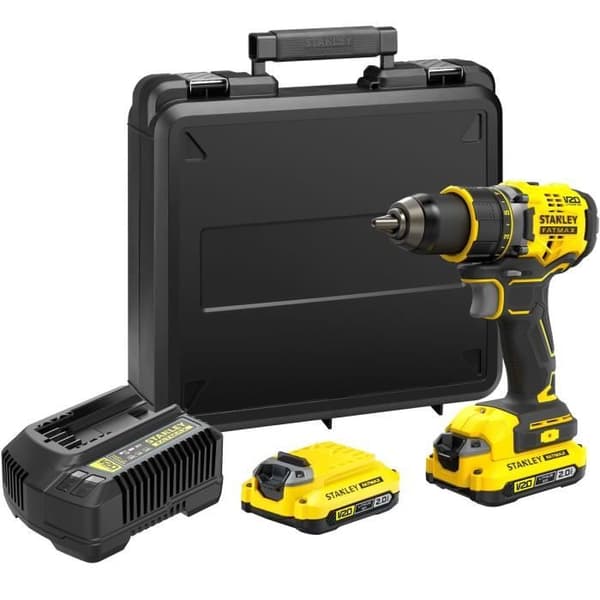 80 Nm borstlös litiumborrmaskin 18V - 2 batterier 2Ah - STANLEY FATMAX V20 - SFMCD720D2K-QW