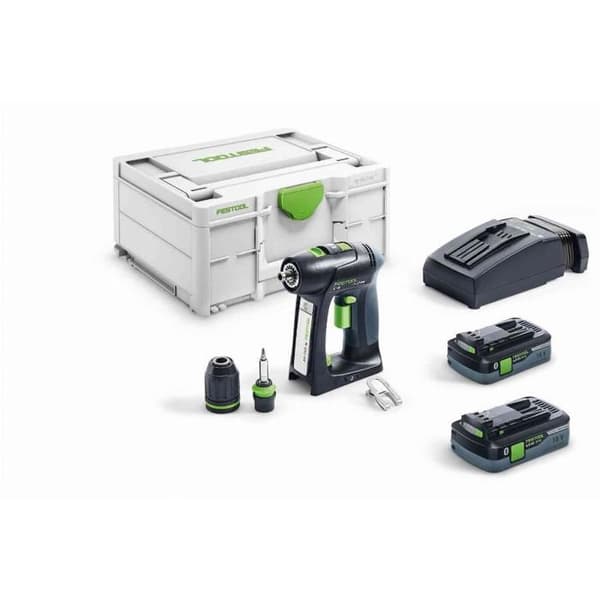 18V C 18 HPC 4.0 I-Plus borrskruvmejsel + 2 4Ah batterier + snabbladdare + Systainer SYS3 - FESTOOL - 576435