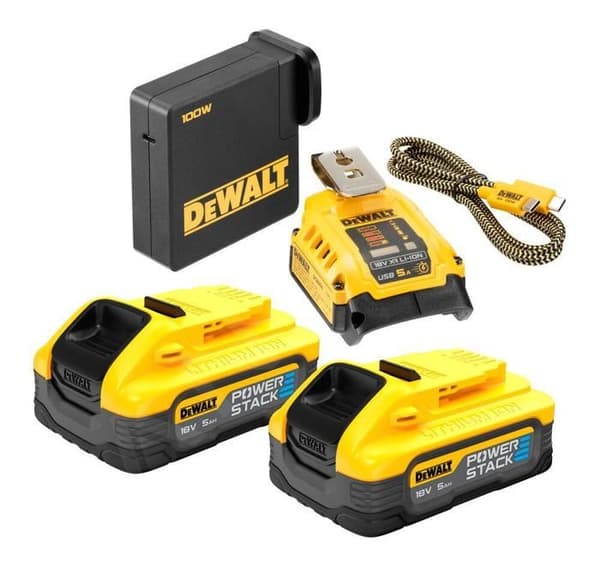 DeWALT tillbehör USB-adapterset och 2 x 5,0 Ah batterier DCB094H2