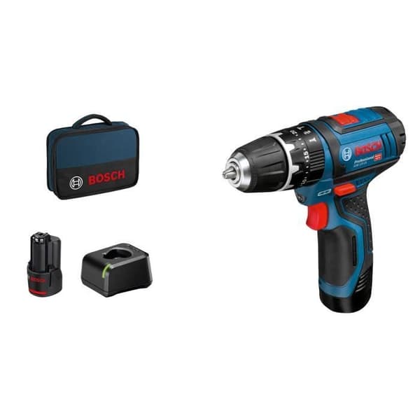Bosch Professional GSB 12V-15 borrhammare + 2 x 2,0Ah batterier + AL 12V-20 laddare - 06019B690H