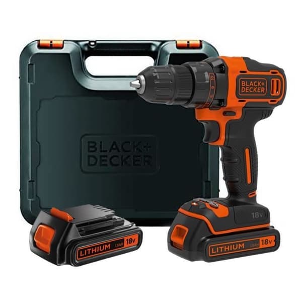 Black &amp; Decker BDCDD186KB 18V sladdlös 2-växlad drivrutinborr 2x batterier