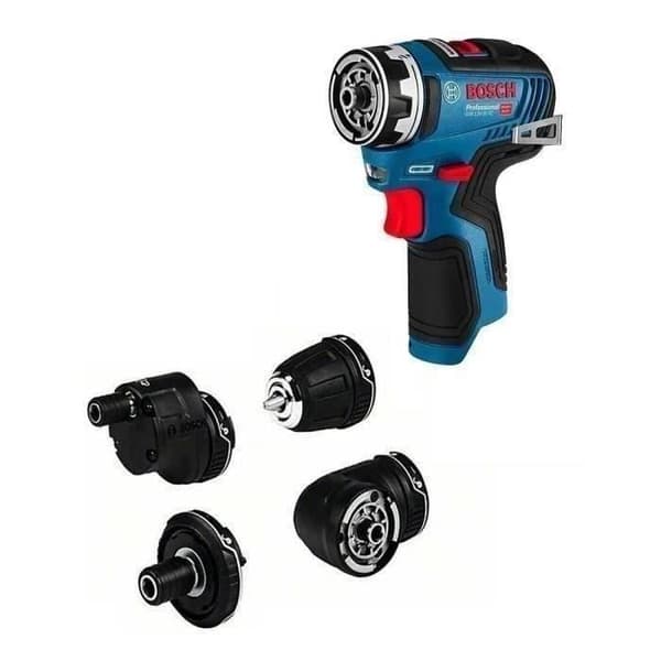 Bosch Professional GSR 12V-35 FC Flexiclick borrskruvmejsel utan batteri med 4 FlexiClick-adaptrar + L-BOXX - 06019H3003