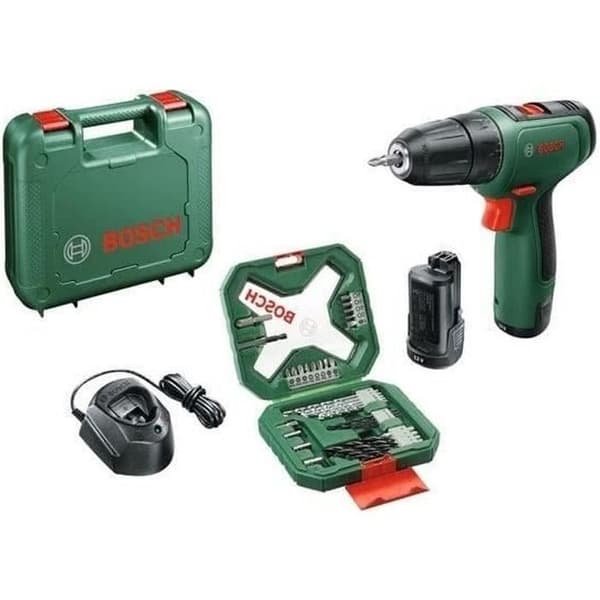 Bosch EasyDrill 1200 borrmaskin med 2 batterier, 1 laddare, fodral med bits