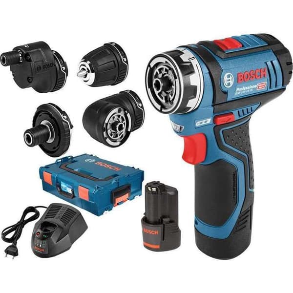 12V GSR 12V-15 FC borrskruvmejsel + 2 2Ah batterier + snabbladdare + L-Boxx box - BOSCH - 06019F6000