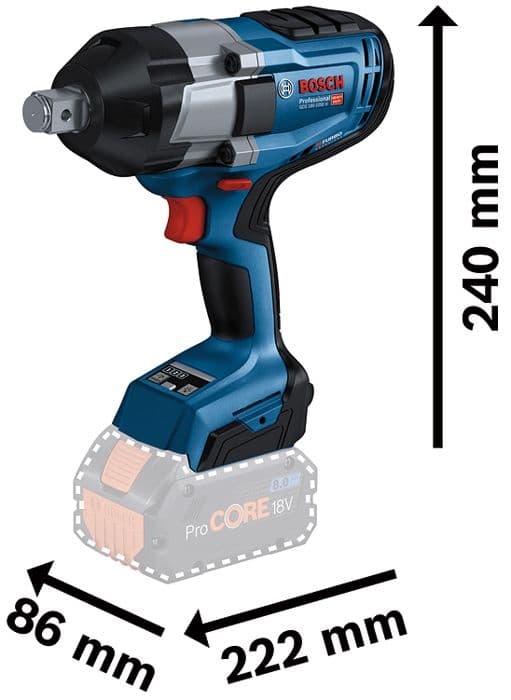 18V GDS 18V-1050H skiftnycklar (utan batteri eller laddare) i L-BOXX box - BOSCH - 06019J8501