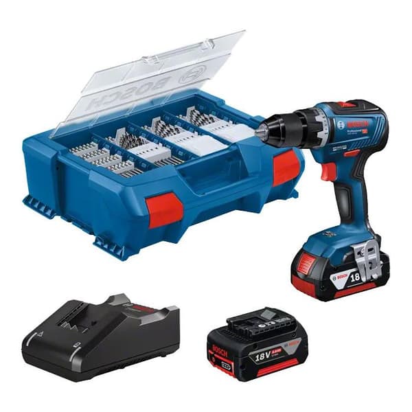 18V GSR 18V-55 borrskruvdragare + 2 4Ah batterier + laddare + L-CASE Pick &amp; Click box - BOSCH - 06019H5209
