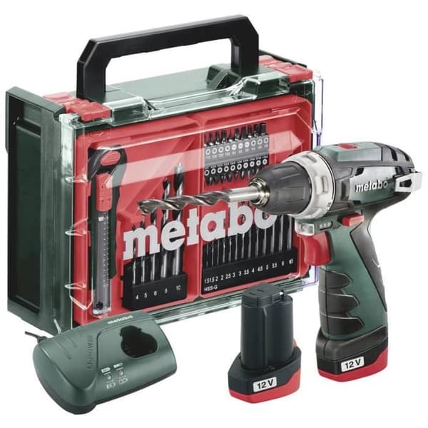 Perceuse-visseuse - Metabo - PowerMaxx BS Basic Set - 12 V - 2 Ah - 2 batterier ingår