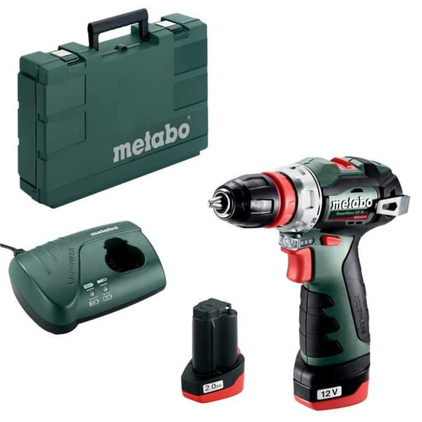 Metabo PowerMaxx BS BL Q 601749500 sladdlös borrmaskin/skruvdragare 12 V 2 Ah Li-Ion + 2 batterier - 4061792217843
