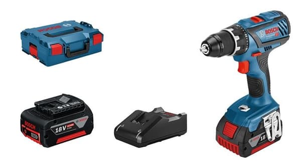 18V GSR18V-28 borrskruvmejsel + 2 4Ah batterier + laddare i L-BOXX box - BOSCH - 06019H410A