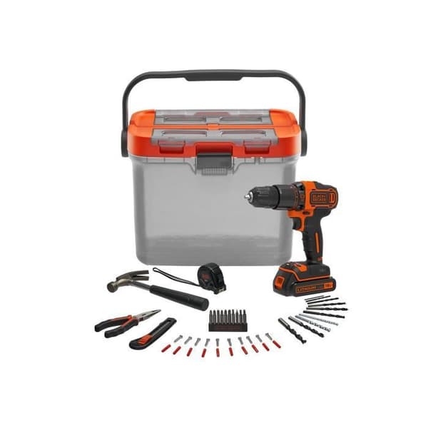 DIY kit - Black+Decker - 18V borr - 10mm chuck - 10+1 vridmomentlägen - 2 hastigheter - 40 Nm