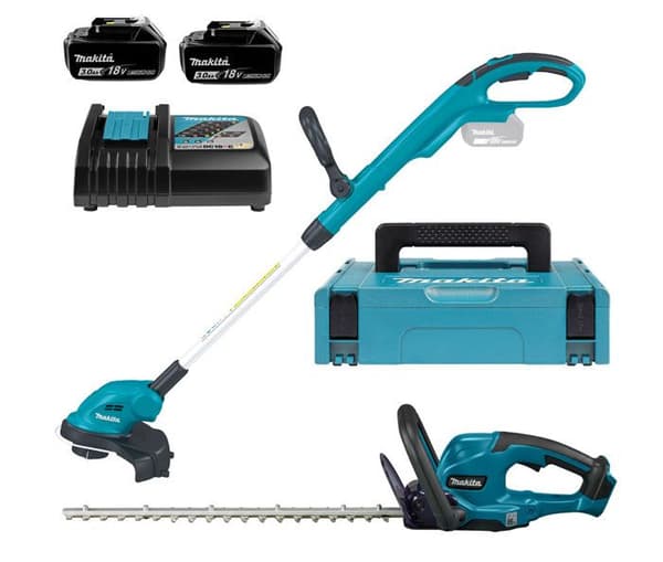 Pack med trädgårdsverktyg - MAKITA - DUH507Z + DUR181Z - 2 batterier 3Ah - 1 laddare - MAKPAC-fodral