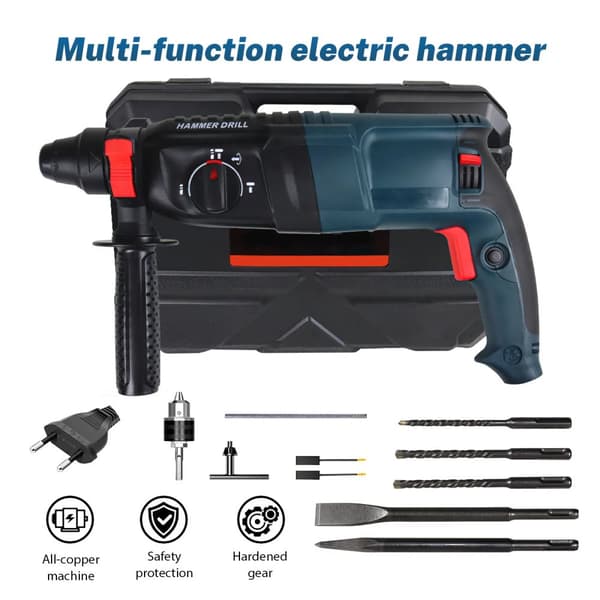 Elektrisk Hammerboremaskine, 1100W Effekt, 3-i-1 Funktionalitet,Fremskreden