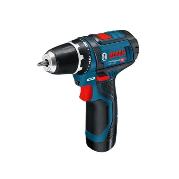 Bosch GSR 10,8V 2Ah 10,8 2-Li sladdlös borrmaskin 2 x 2Ah batterier + 39 Bosch tillbehör + tygpåse