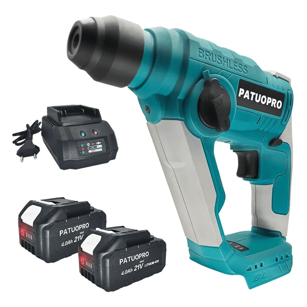 Rotary Hammer Boremaskine, Børsteløs Motor, Trådløs Design,EU, 2STK 4.0Ah Batteri