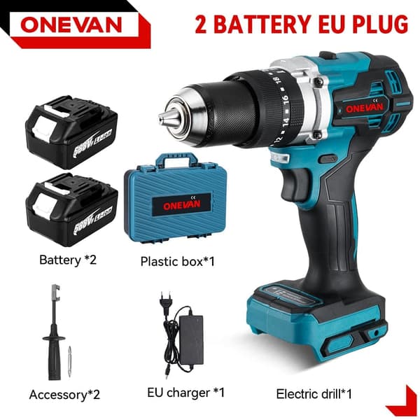 ONEVAN Borstlös Elektrisk Mutterdragare 3 Funktioner 1/2 tum Sladdlös Skruvdragare Elektrisk Borrmaskin