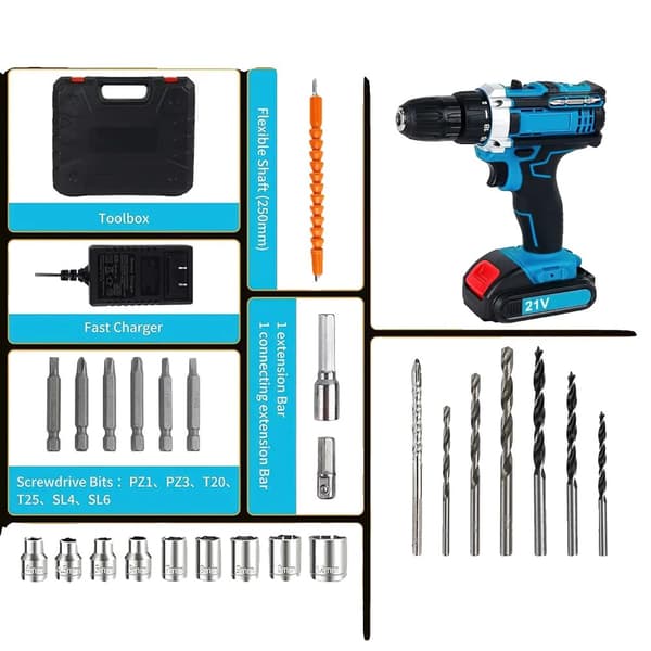 Batteridriven Slagskruvdragare, 1800RPM Laddningshastighet, 400W Effekt,2 * batteri