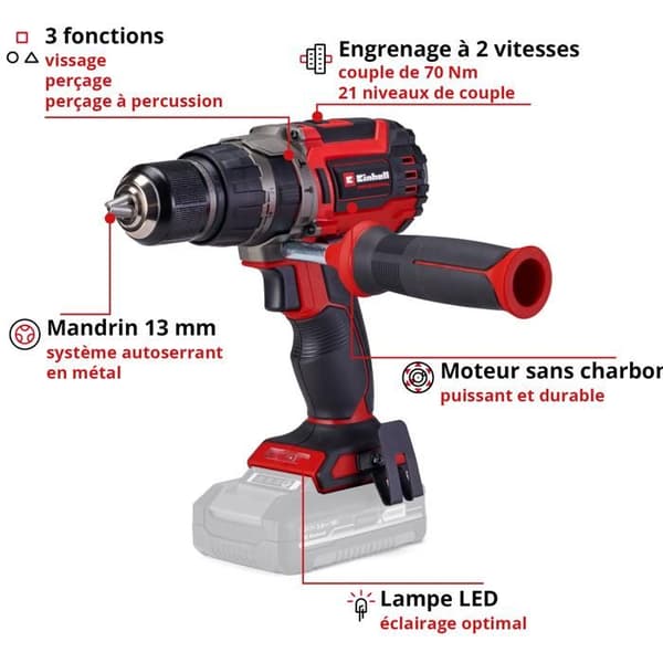 Einhell Professional Slagskruvdragare TP-CD 18/70 Li-i BL - Solo Power X-Change (18V) Levereras utan batteri och laddare