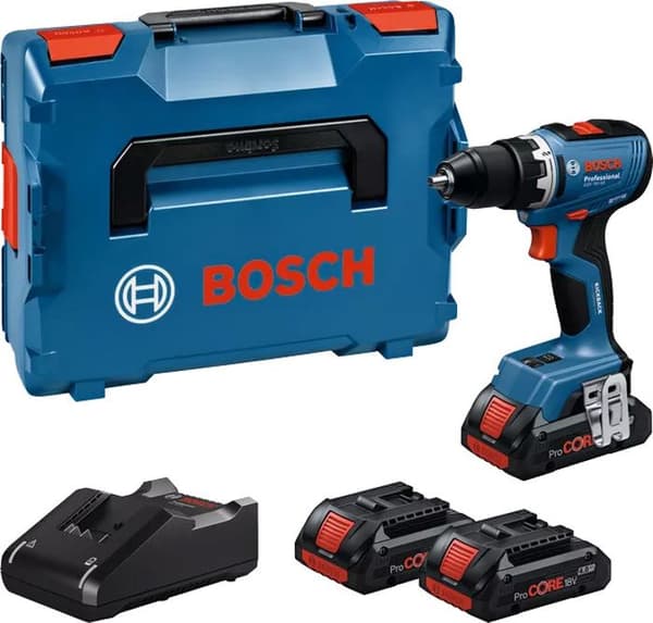 Sladdlösa slagborrskruvdragare - GSR 18V-65 - BOSCH - med 3 ProCORE18V 4.0Ah batterier - laddare - L-Boxx - 06019N3208