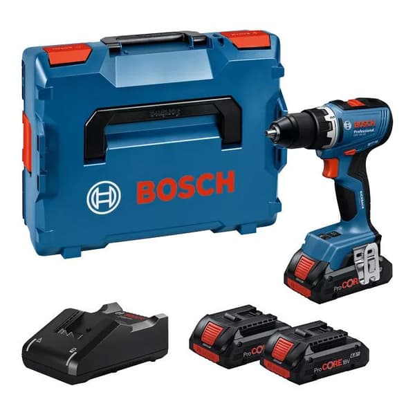 Sladdlösa slagborrskruvdragare - GSR 18V-65 - BOSCH - med 3 ProCORE18V 4.0Ah batterier - laddare - L-Boxx - 06019N3208