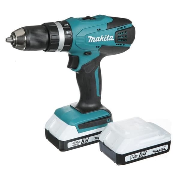 MAKITA 18V slagborrskruvdragare + 2 st 1,3Ah batterier + laddare + ALU box - HP457DWEX4