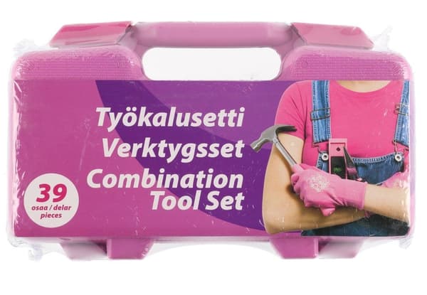 Værktøjssæt, pink, 39 stk