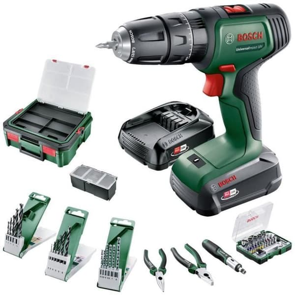 Perceuse Visseuse UniversalImpact 18V (1x1,5Ah/1x 2,5Ah) + 46AC-set + AL18V-20 i Systembox S