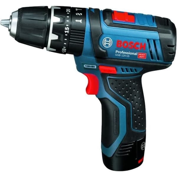 Bosch Professional GSB 12V-15 borrhammare + 2 x 2,0Ah batterier + AL 12V-20 laddare - 06019B690H