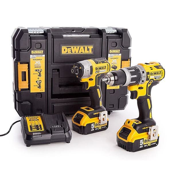 Pack 18V DCD796 slagborrskruvdragare + DCF887 slagskruvdragare + 2 5Ah batterier + laddare + T-STAK box - DEWALT - DC