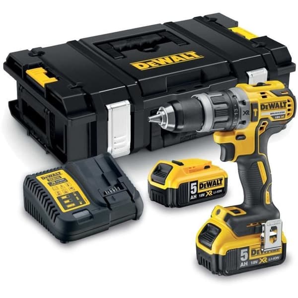 DEWALT 18V Li-Ion 5Ah XR Borstlös sladdlös borrhammare med TSTAK-låda, 2 batterier och laddare DCD796P2-QW
