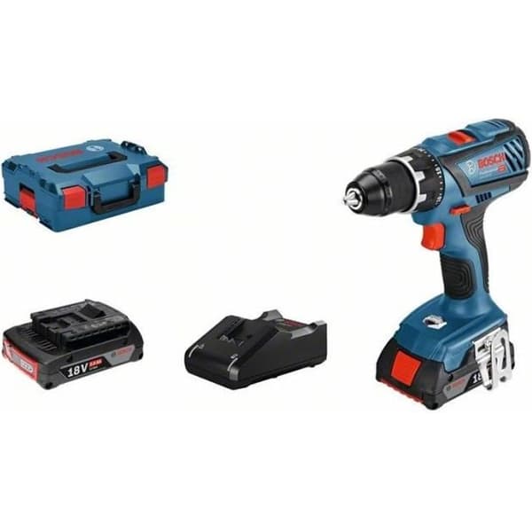 Bosch Professional GSR 18V-28 borrmaskin + 2 x 2,0Ah batterier + GAL1820 laddare + L-fodral - 06019H4109