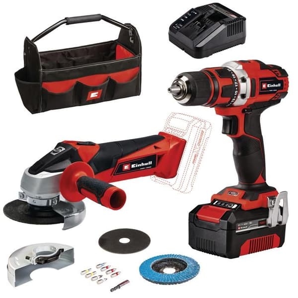 Sladdlös borrskruvmejsel - Einhell - TE-CD 18/40 Li - 2 hastigheter - 4 Ah batteri - Självåtdragande chuck