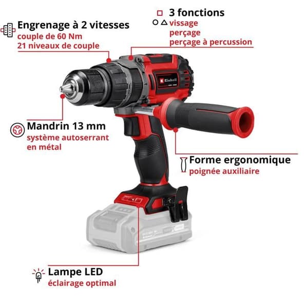 Einhell Professional Sladdlös Borrskruvdragare TP-CD 18/60 Li-i BL-Solo Power X-Change (18V) Levereras utan batteri och laddare