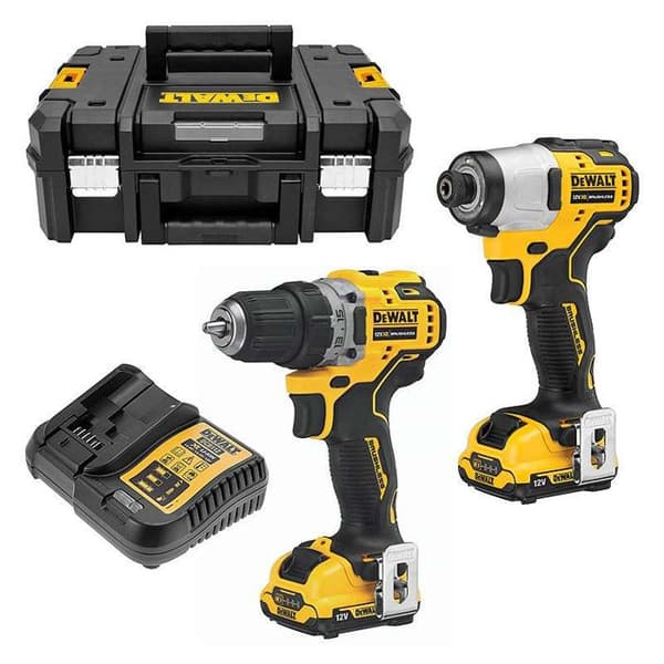 Pack borrskruvdragare med slag + stansskruvdragare DeWalt - DCD701 - DCF801 - 12V - 2x3.0Ah