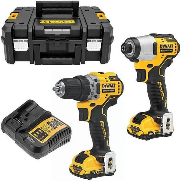Pack borrskruvdragare med slag + stansskruvdragare DeWalt - DCD701 - DCF801 - 12V - 2x3.0Ah