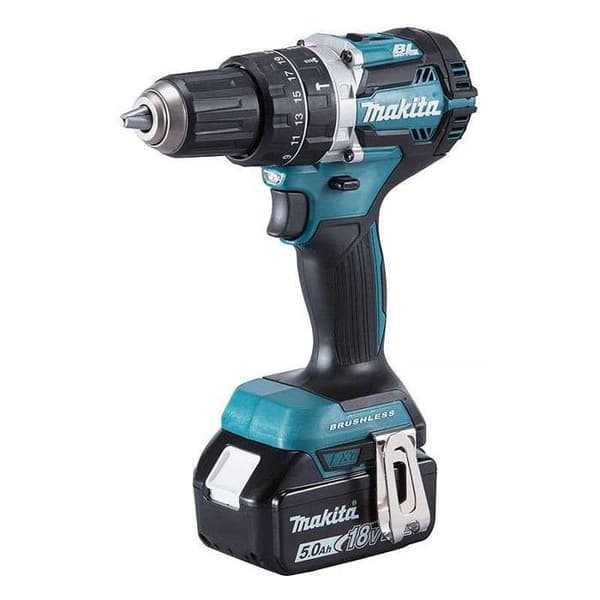 18V slagborrmaskin + 2 5Ah batterier + laddare + MAKPAC box - MAKITA - DHP484RTJ