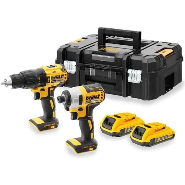 DEWALT - 18V XR borstlös borr- och slagdrivningspaket - DCK2060D2T-QW - Levereras med 1 TSTAK-fodral + 2 x 18V XR 2.0Ah-batterier