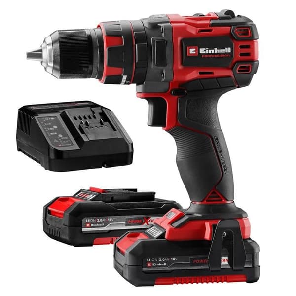 Einhell Professional Borrskruvdragare TP-CD 18/50 Li-i BL Power X-Change (18V) Levereras med 2 Batterier 2Ah och Laddare