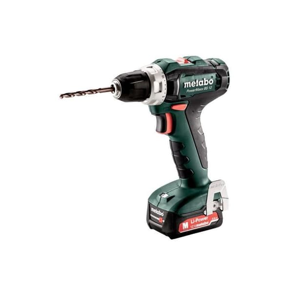 Sladdlös borrmaskin - METABO - PowerMaxx BS 12 - 2 2 Ah litiumbatterier - 1400 rpm - Metall