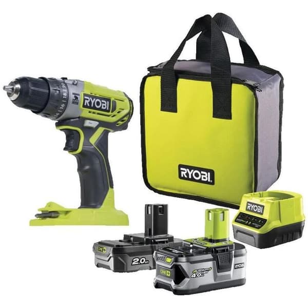 RYOBI slagborrskruvmejsel - R18PD2-242S - 18V One+ - 2 batterier 4,0Ah och 2,0Ah - 1 laddare