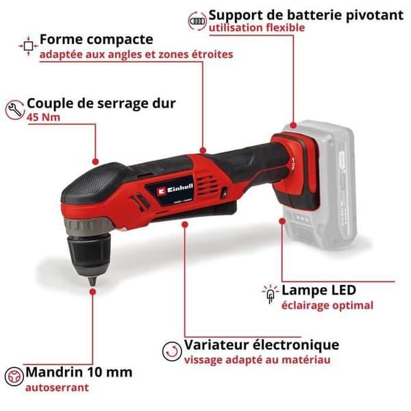 Vinkelborr - Einhell - TE-AD 18 Li - Batteridriven - 1 hastighet - 18 V