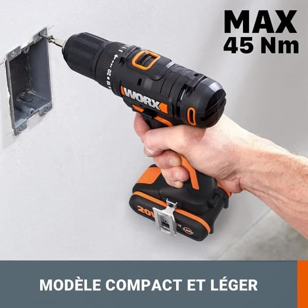 Sladdlös borrskruvdragare - WORX - WX108.9 - 20V - 40Nm - 13mm chuck