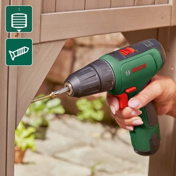 Bosch Hem och Trädgård Sladdlös borrskruvdragare EasyDrill 1200 batteri 2,0 Ah, 12 Volt system, borrmaskinsset och borrrset,