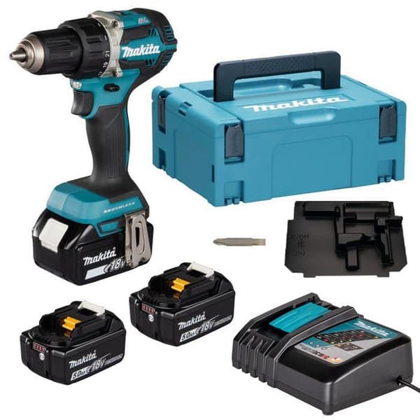 Makita DDF484RT3J, Pistol Grip Drill, Drilling, Craft, Black, Blue, Silver, 2000 RPM, 1,5 in, 0,5 in