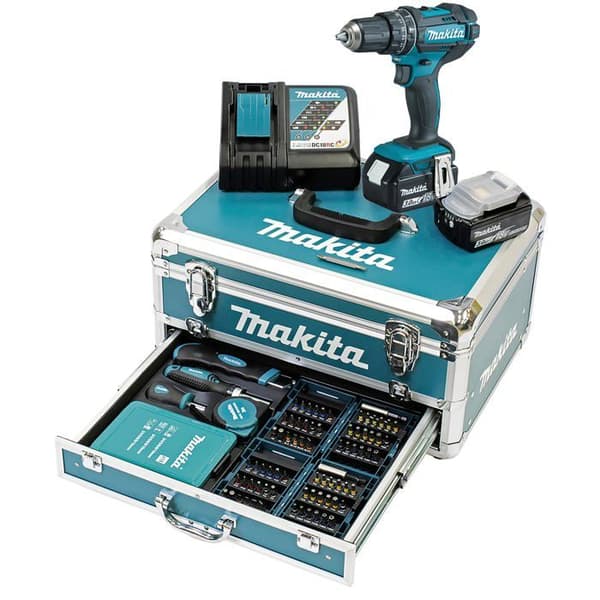 Slagborrmaskin - Makita - DHP482 - Sladdlös - 2 18V 3Ah batterier - Laddare ingår