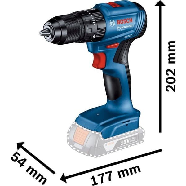 Slagtång - BOSCH - GSB 185-Li - 18V - 50Nm - Utan batteri eller laddare