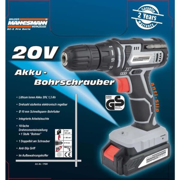 Brüder Mannesmann Sladdlös borrmaskin 20 V 1,3 Ah